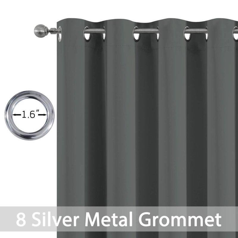 Yakamok Thermal Insulated Solid Grommet Light Blocking Blackout Curtains for Living Room, Room Darkening Blackout Drapes for Bedroom(Dark Grey, 52Wx96L, 2 Panels) - Image 4